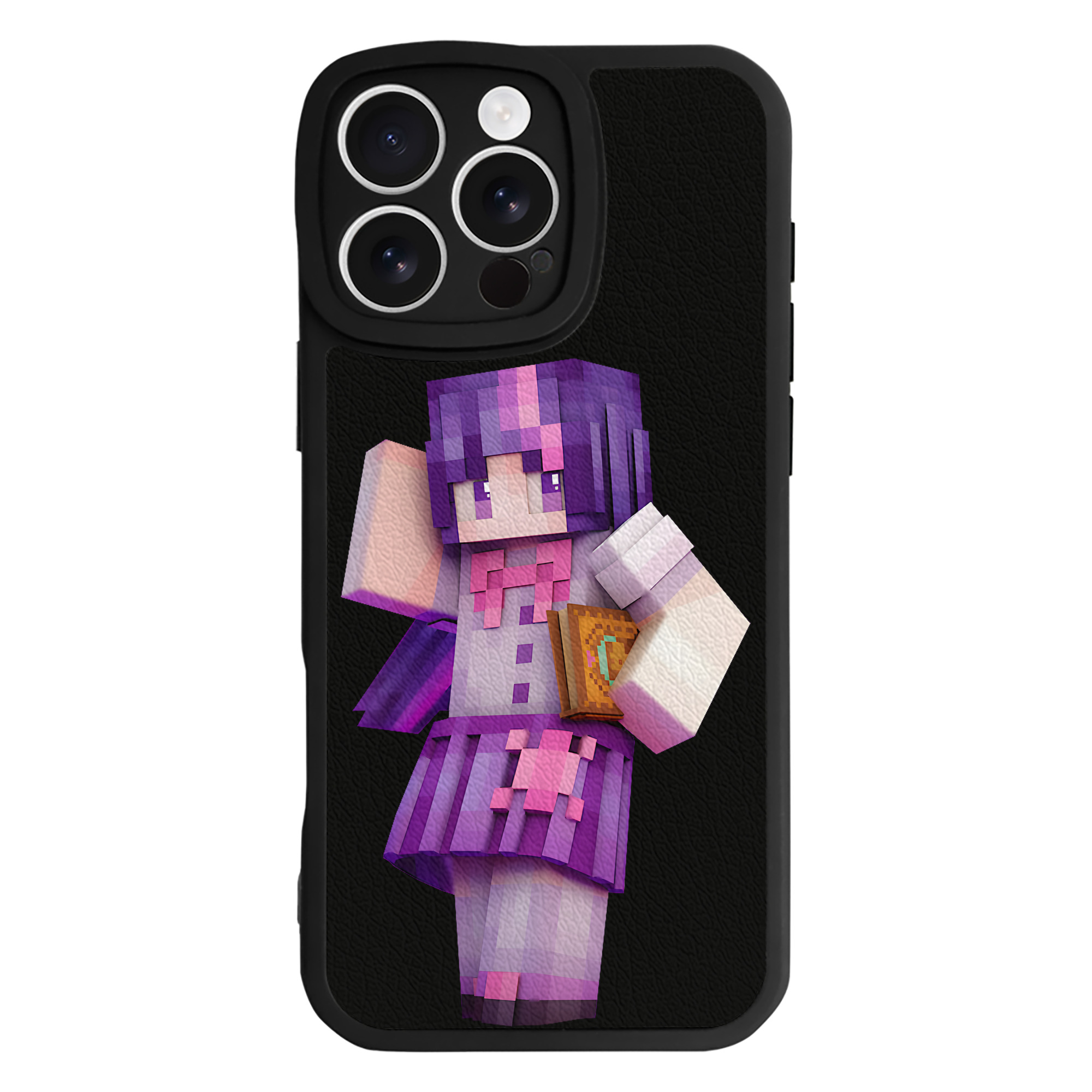 （画像用） マインクラフト ブロックの世界 Minecraft MC Block world 【iPhone 16シリーズ対応】シリコンスマホケース（レザー調） 材質：シリコン